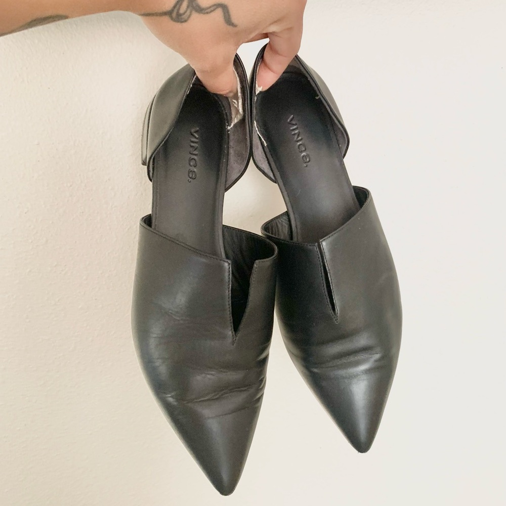 Vince Black Leather Flats